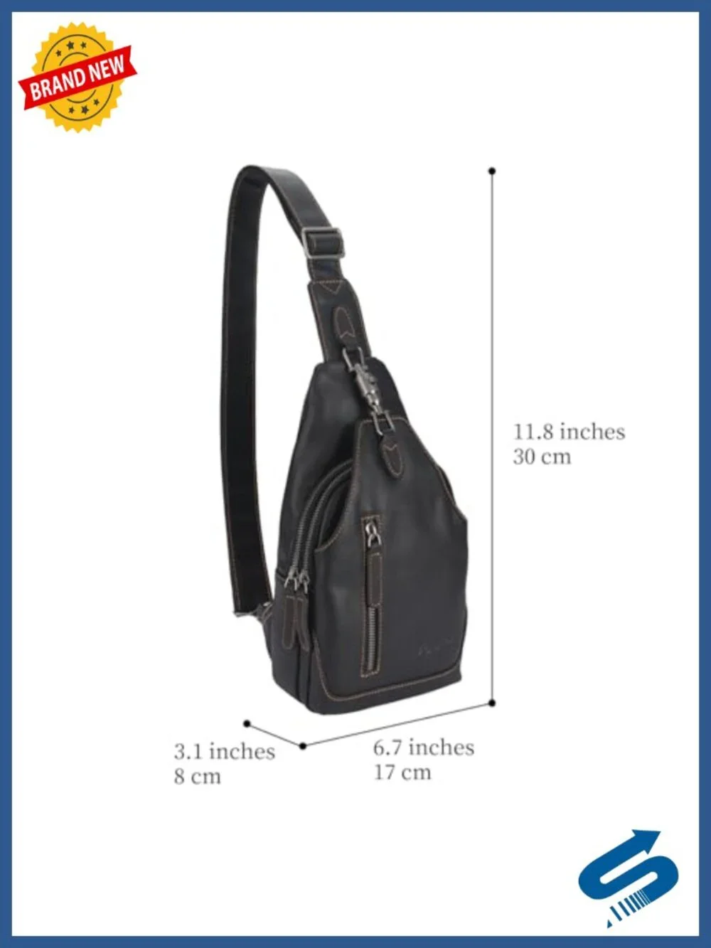 Genuine Leather Sling Bag Crossbody Chest Pack Shoulder Backpack